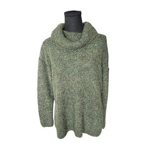 J McLaughlin Alpaca Wool Lulu Sweater Small Green Bouclé Funnel Neck Sweater